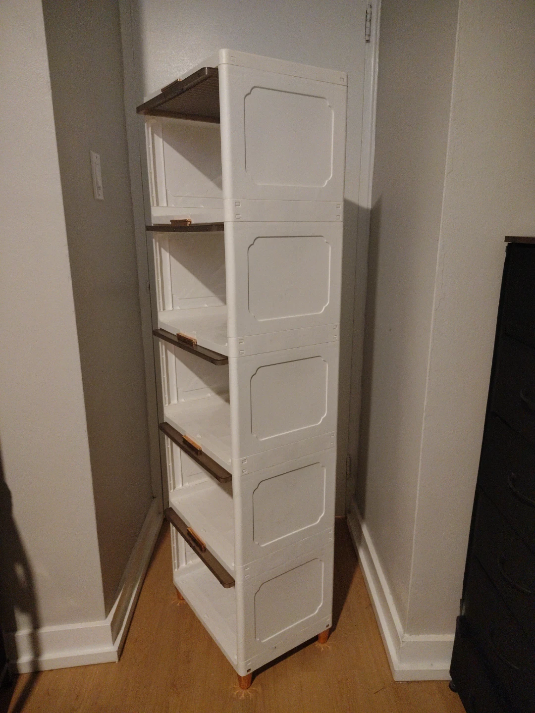 5-Tier White Storage Unit with Brown Doors - photo 2
