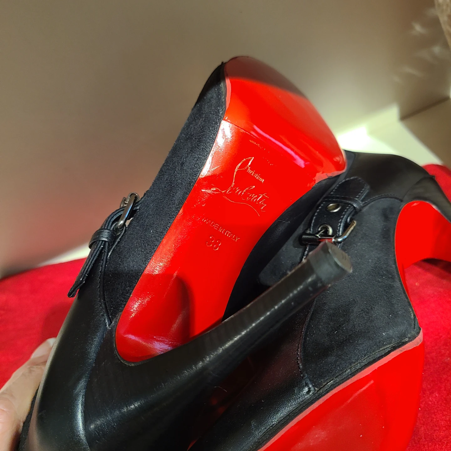 Christian Louboutin Black Suede and Leather Ankle Boots - photo 5