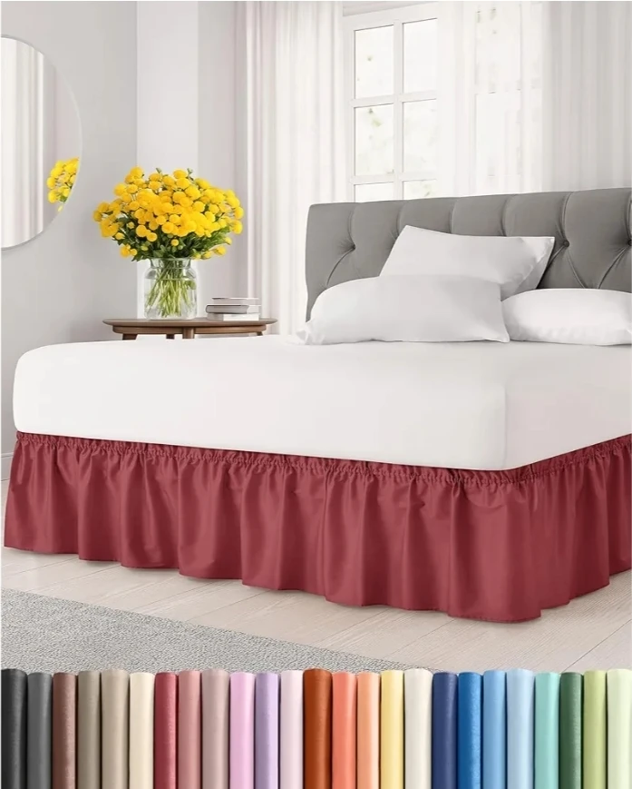 Burgundy Ruffled Bed Skirt