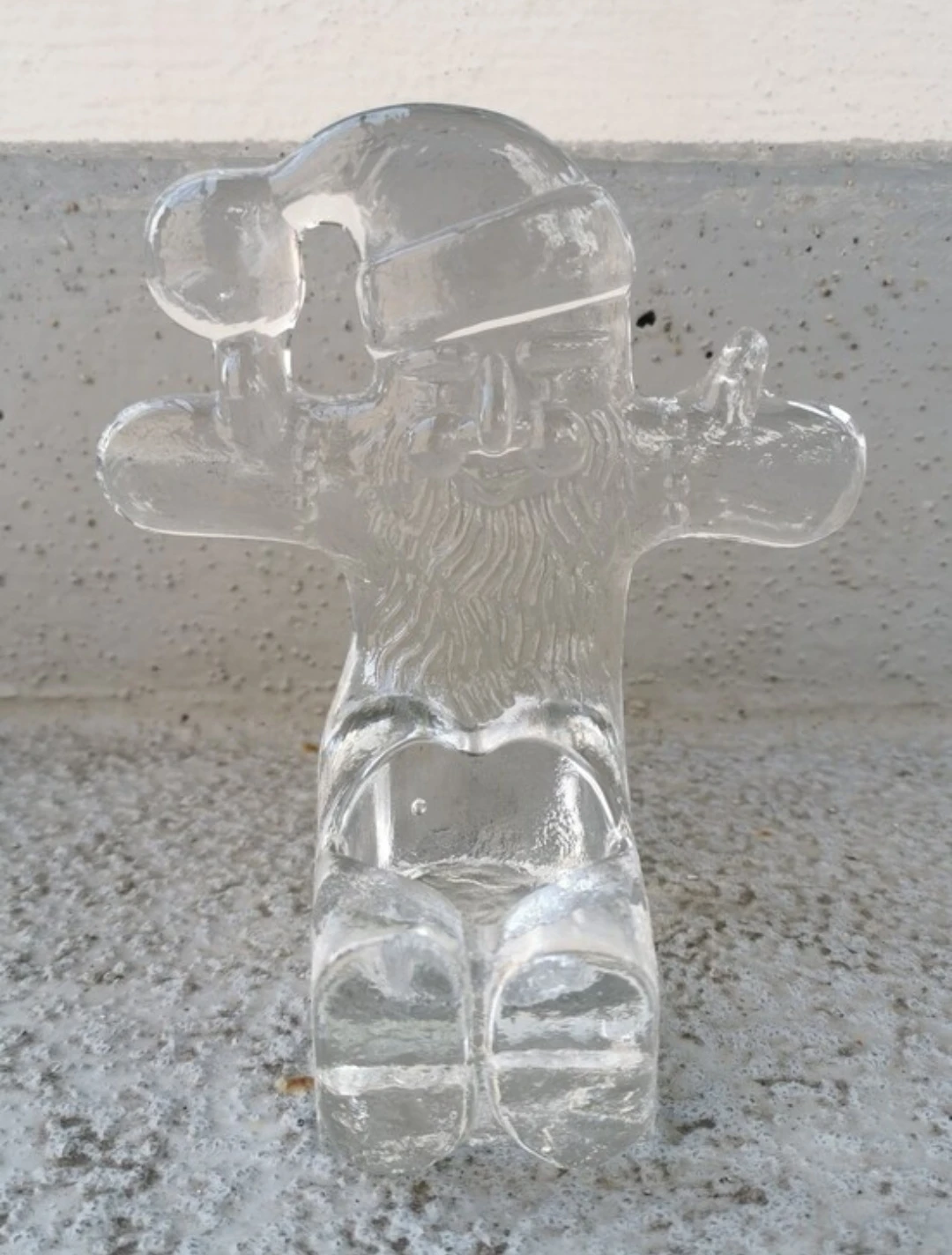 Vintage Kosta Boda Sweden Glass Santa Tealight Candle Holder