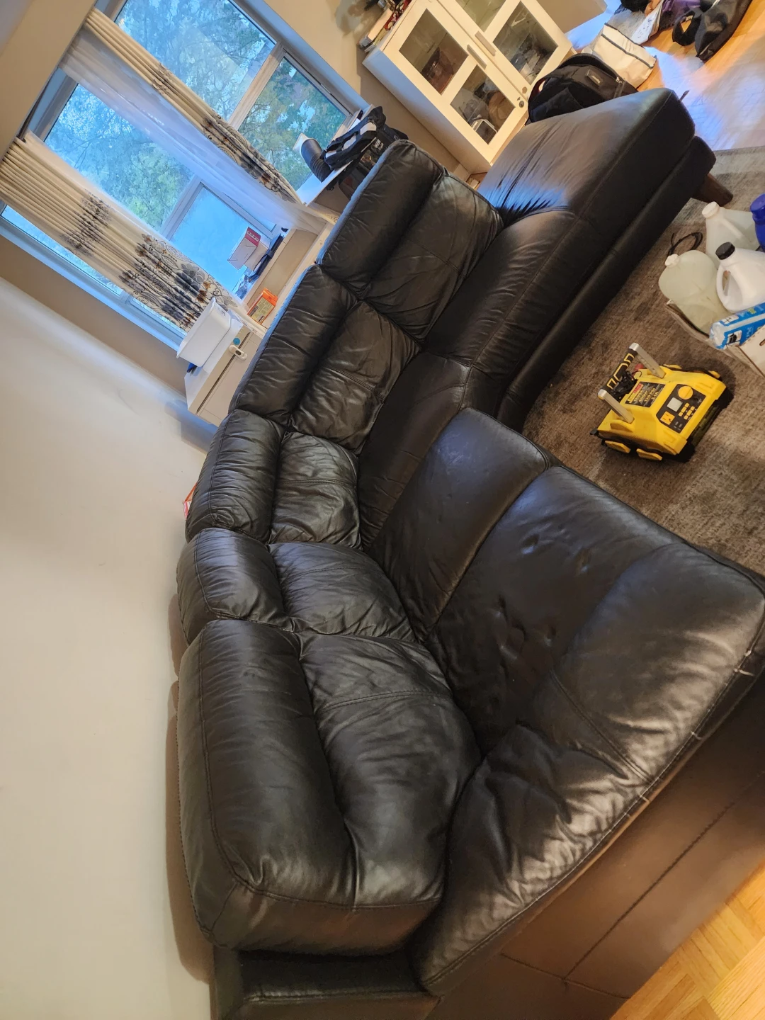 Black Leather Sectional Sofa - photo 5