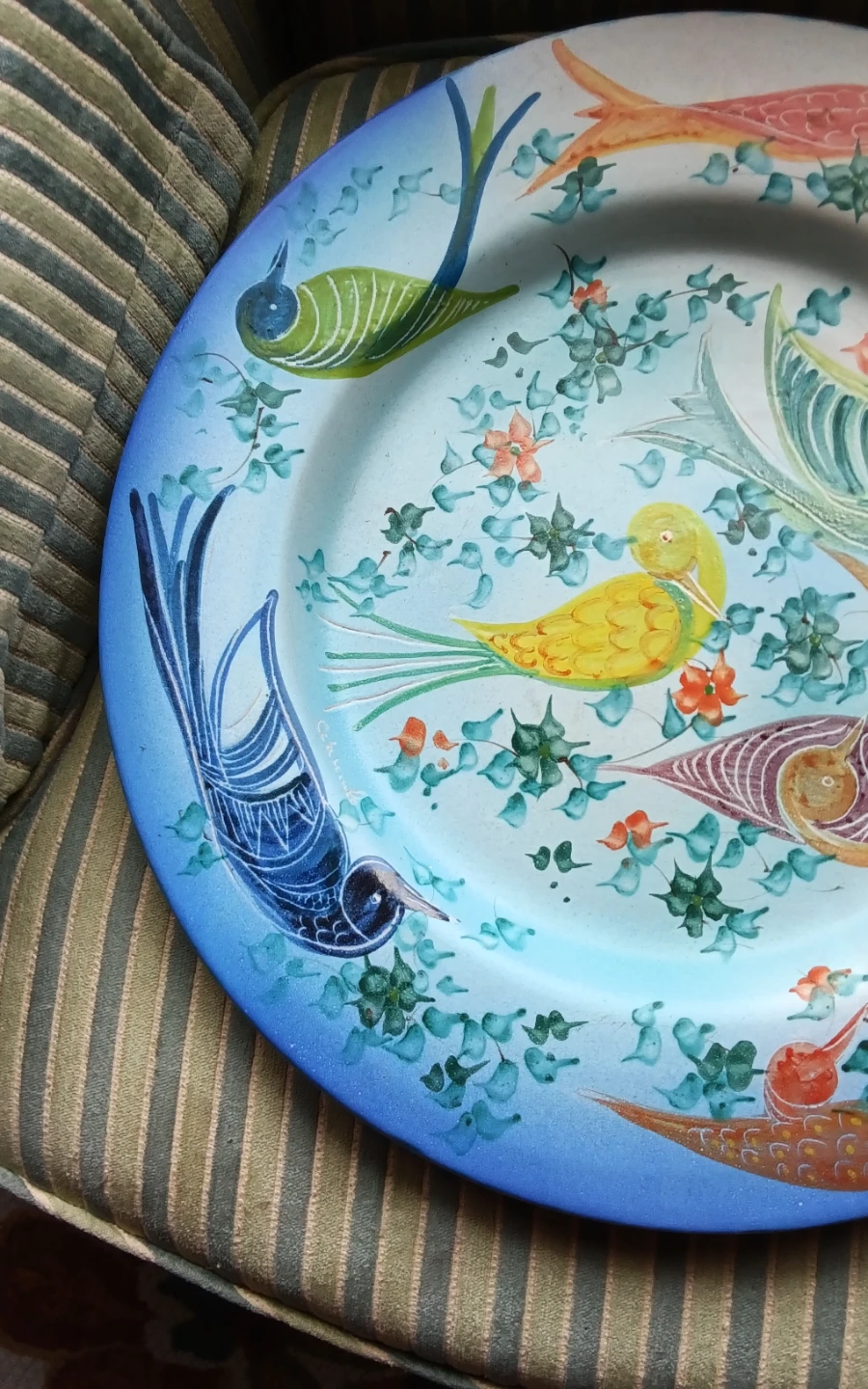 Huge 17" Hand-Painted Italian Ceramic Charger Platter - photo 2