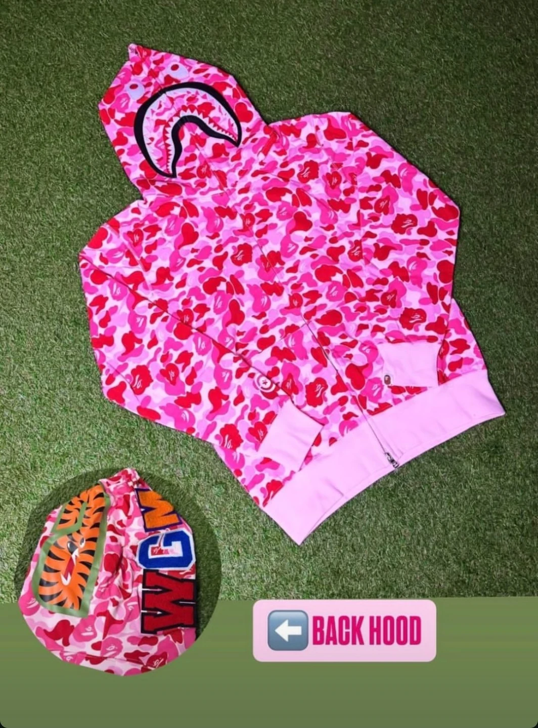BAPE Pink Camo Shark Full Zip Hoodie