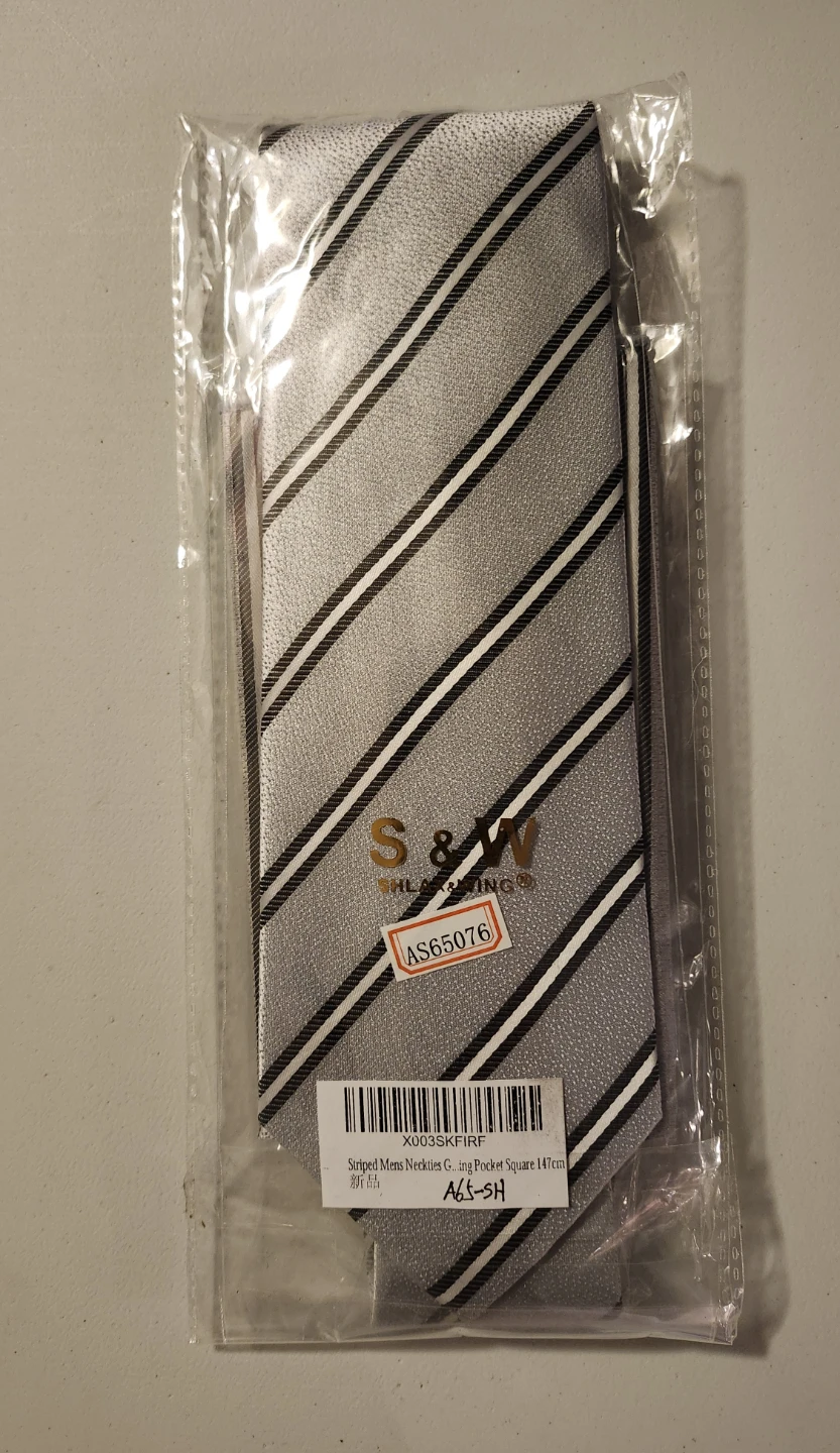 S&W Striped Necktie and Pocket Square Set