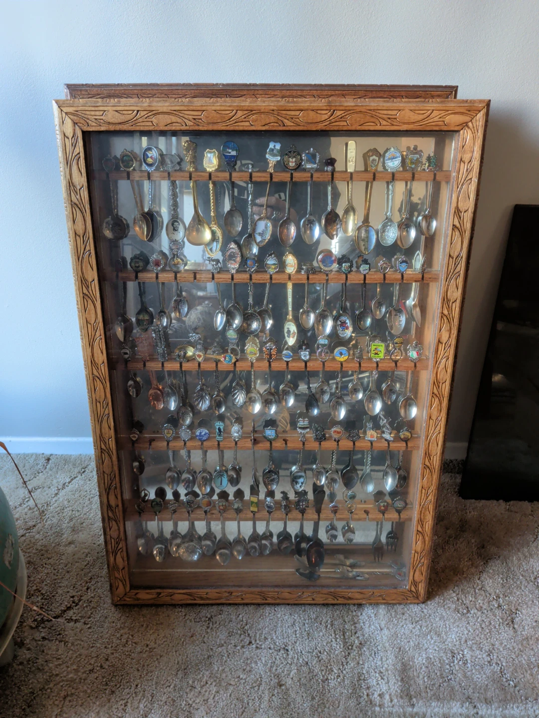 2. Wooden Spoon Display Case with Collection