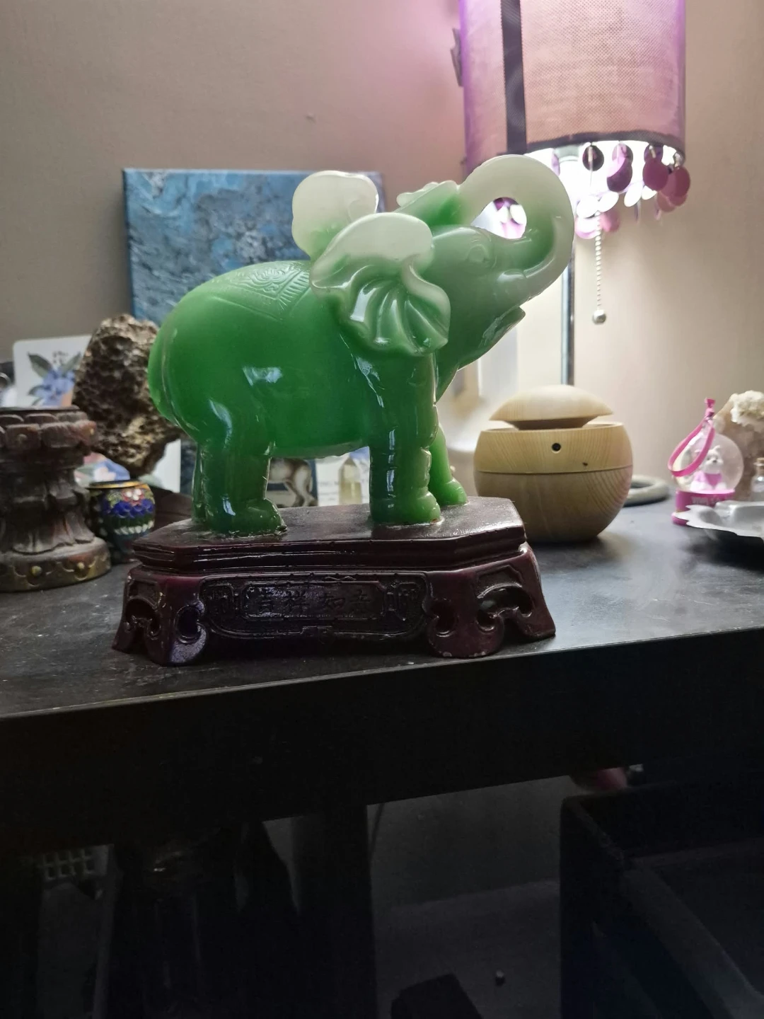 Green Jade Elephant Figurine
