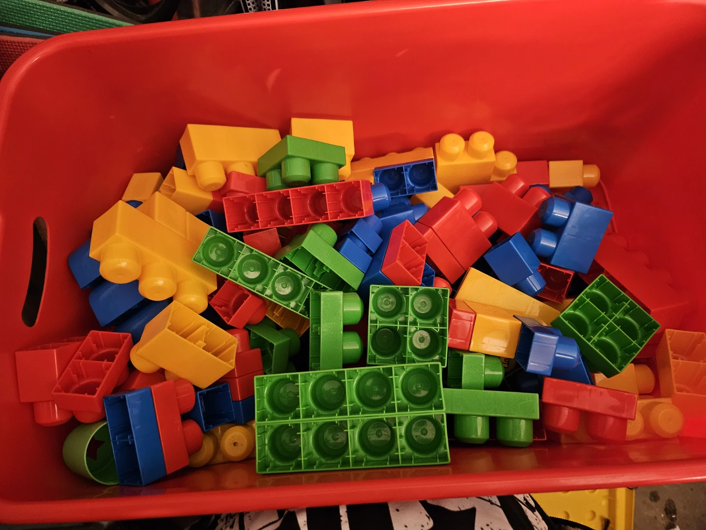 Mega Bloks in Red Storage Bin