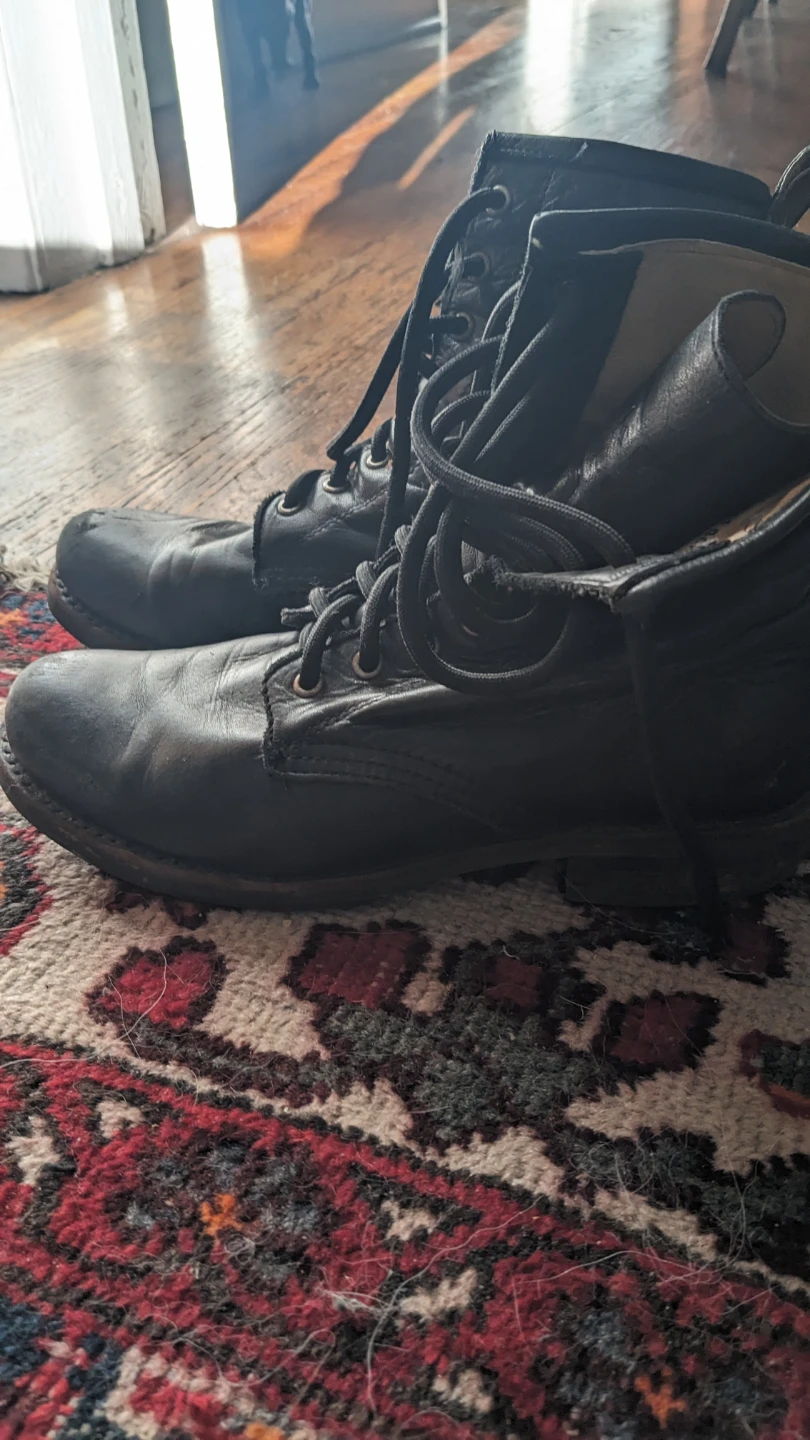 Frye Black Leather Lace-Up Boots Size 8.5B - photo 4