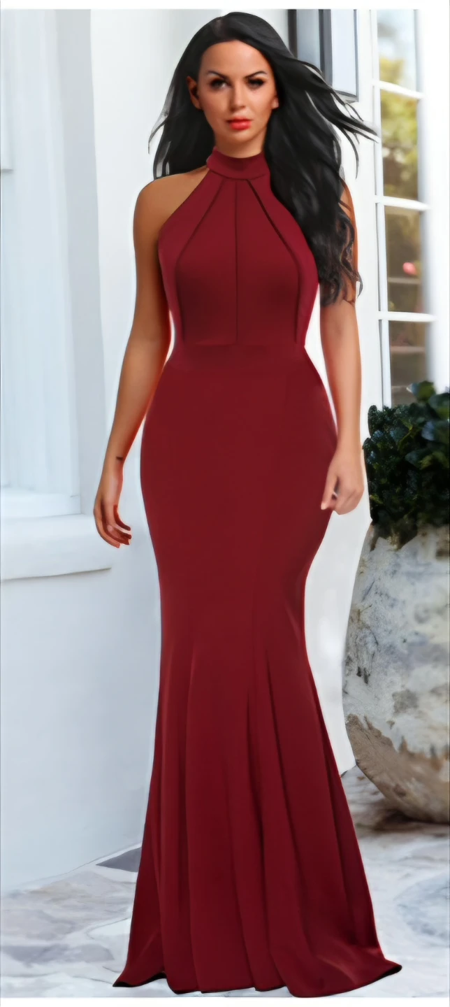 Berydress Halter Neck Mermaid Evening Dress