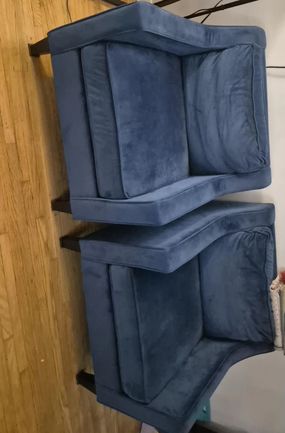 Pair of Blue Velvet Armchairs