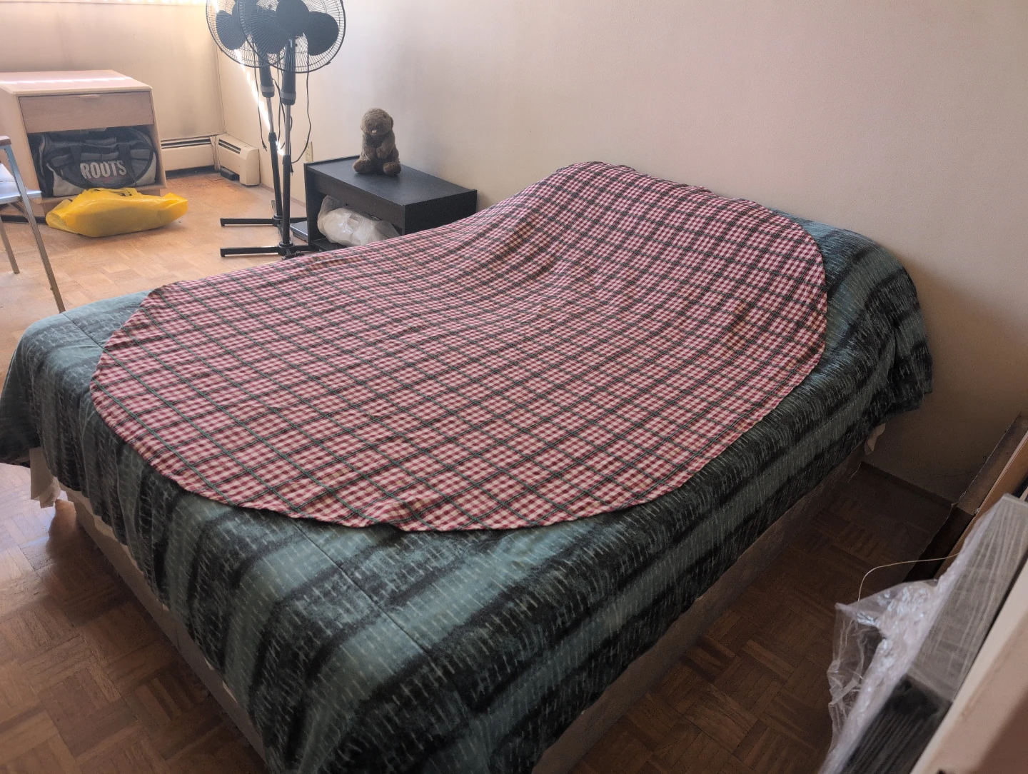 Red and white checkered pattern tablecloth