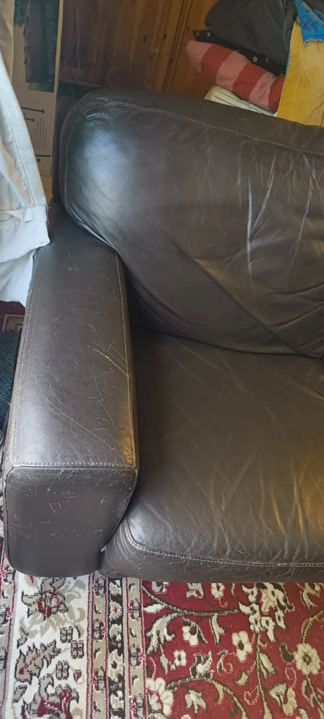 Dark brown leather sofa - photo 3