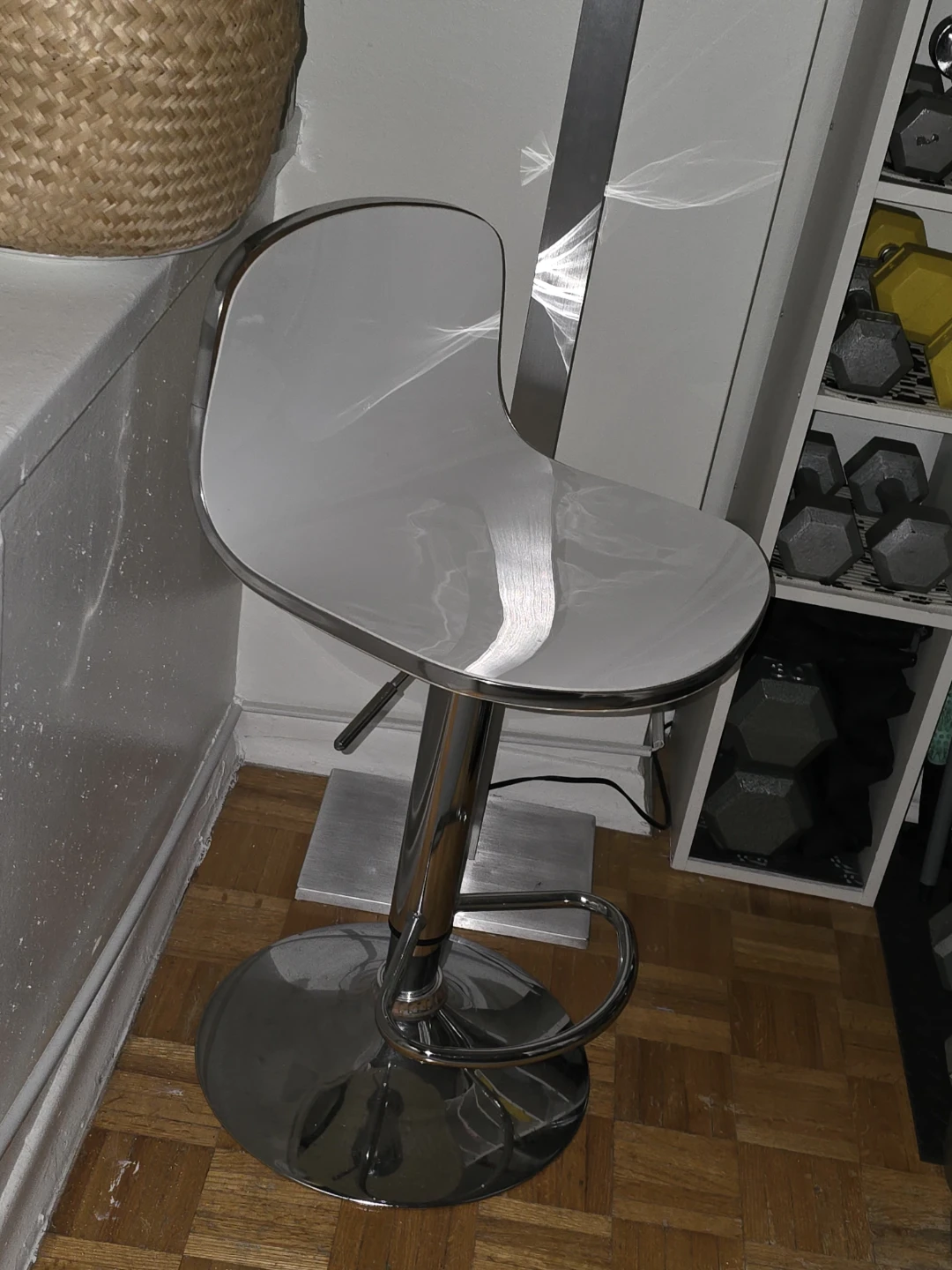 Modern white and chrome adjustable bar stool - photo 2