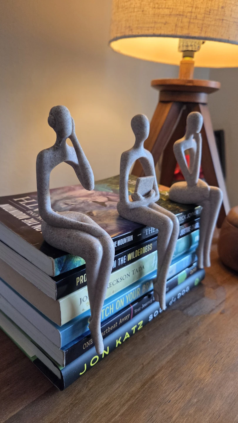 Abstract Sitting Thinking Figurines Set of 3 – Stone-Finish *new - photo 2