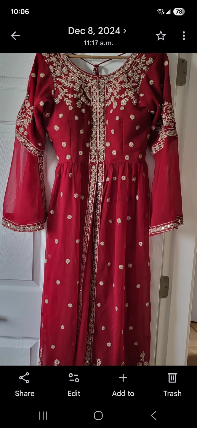 Red Embroidered Gharara Set