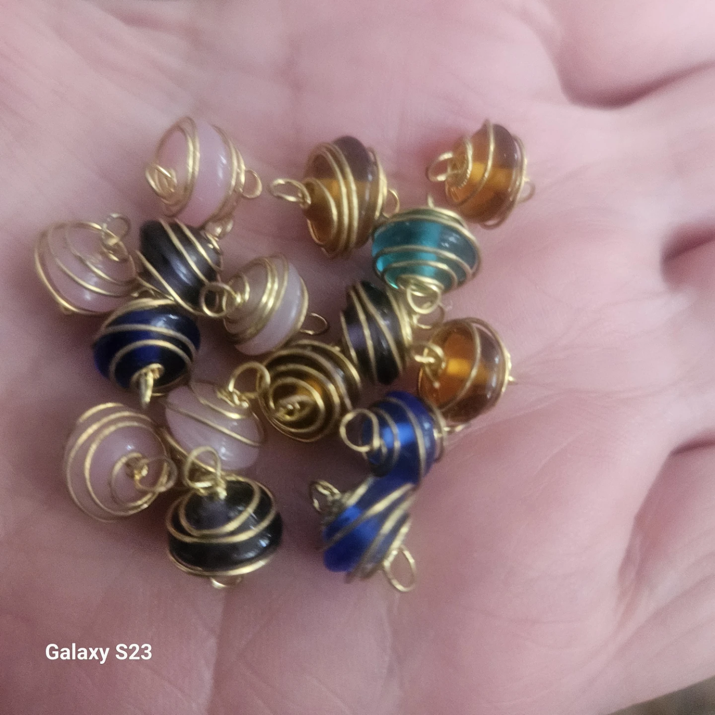 Set of 15 Colorful Wire-Wrapped Bead Charms - photo 3