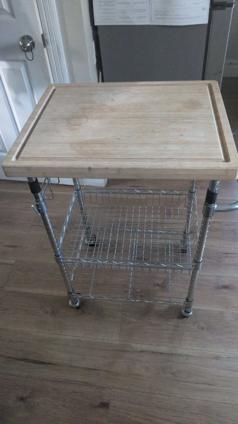 Kitchen Utility Cart with Bamboo Top