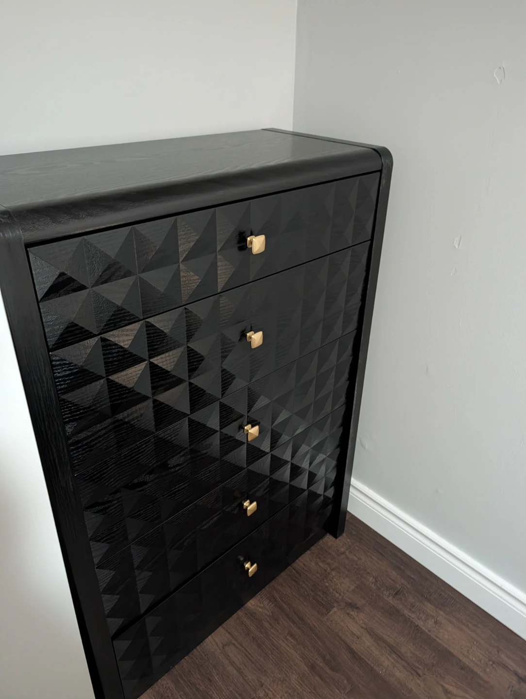 Black Textured Five-Drawer Dresser