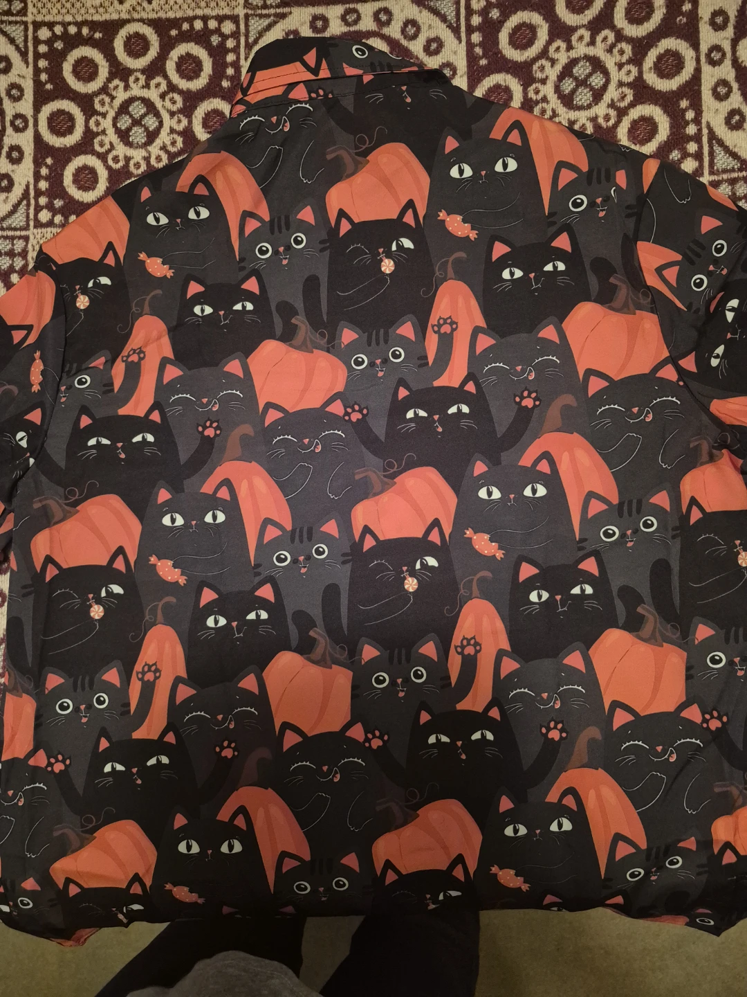 Halloween Cat and Pumpkin Print Short-Sleeve Shirt - photo 2