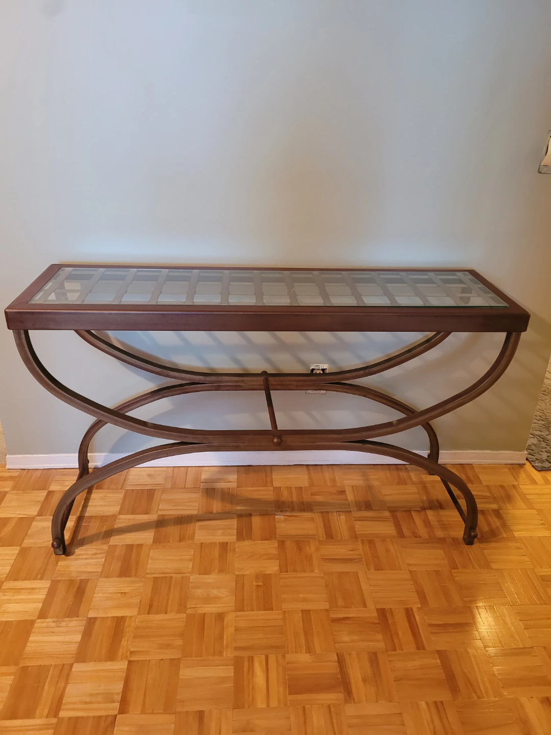 Metal and glass console table