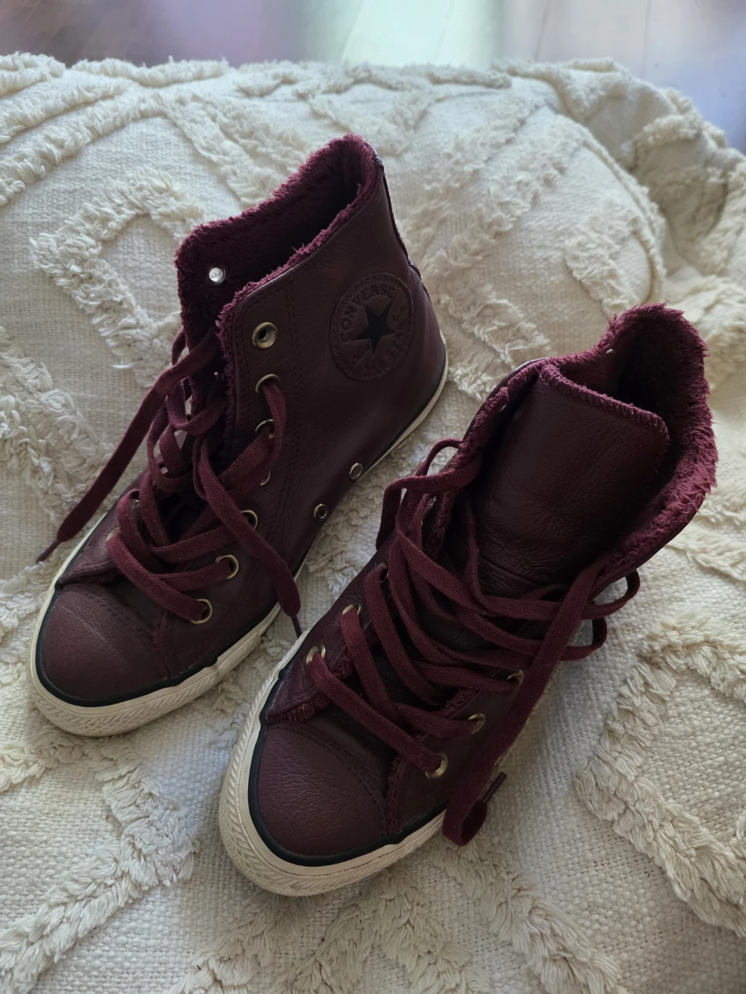 Converse Burgundy Leather High-Top Sneakers