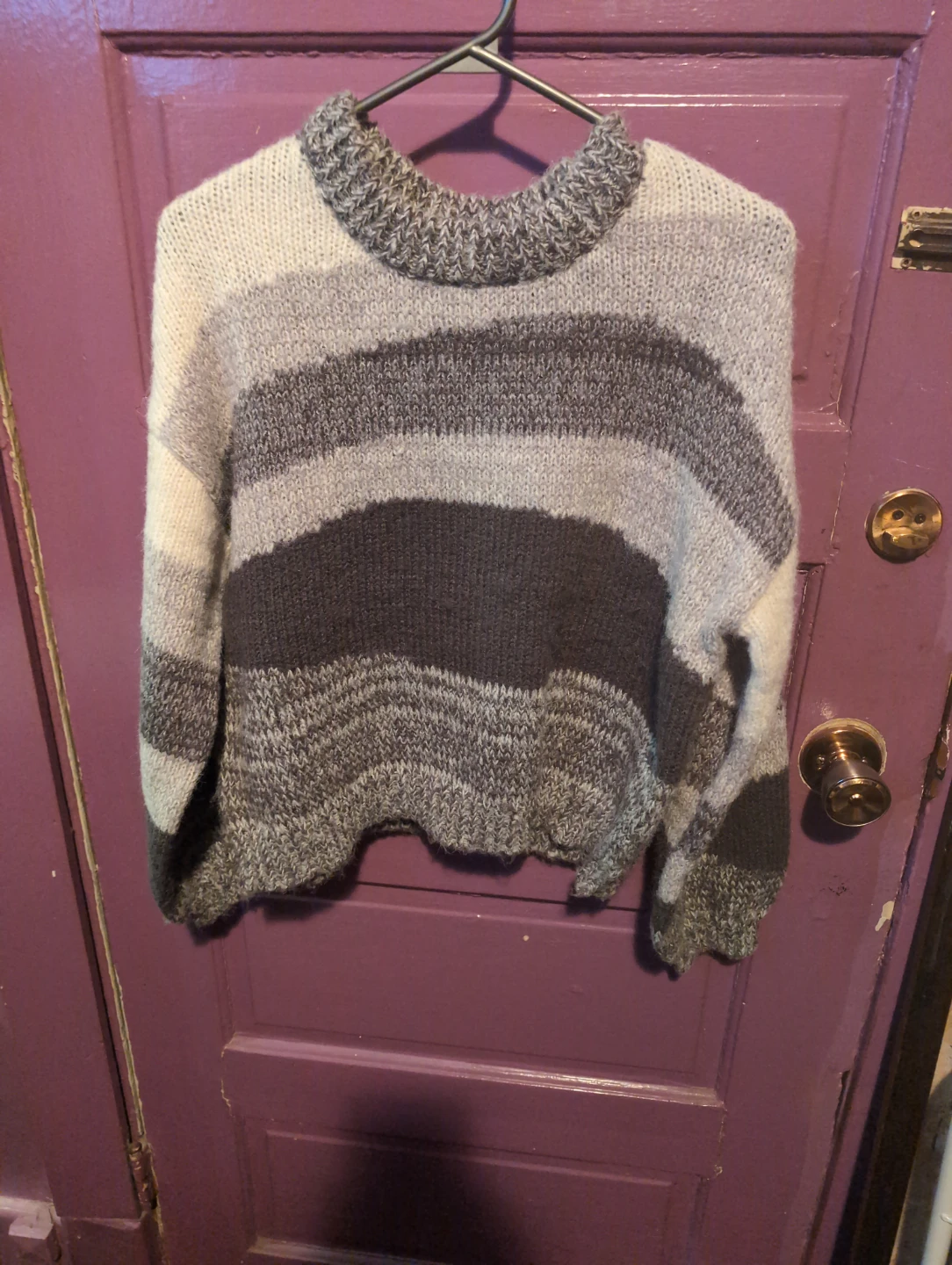 ONLY Grey Striped Knit Sweater