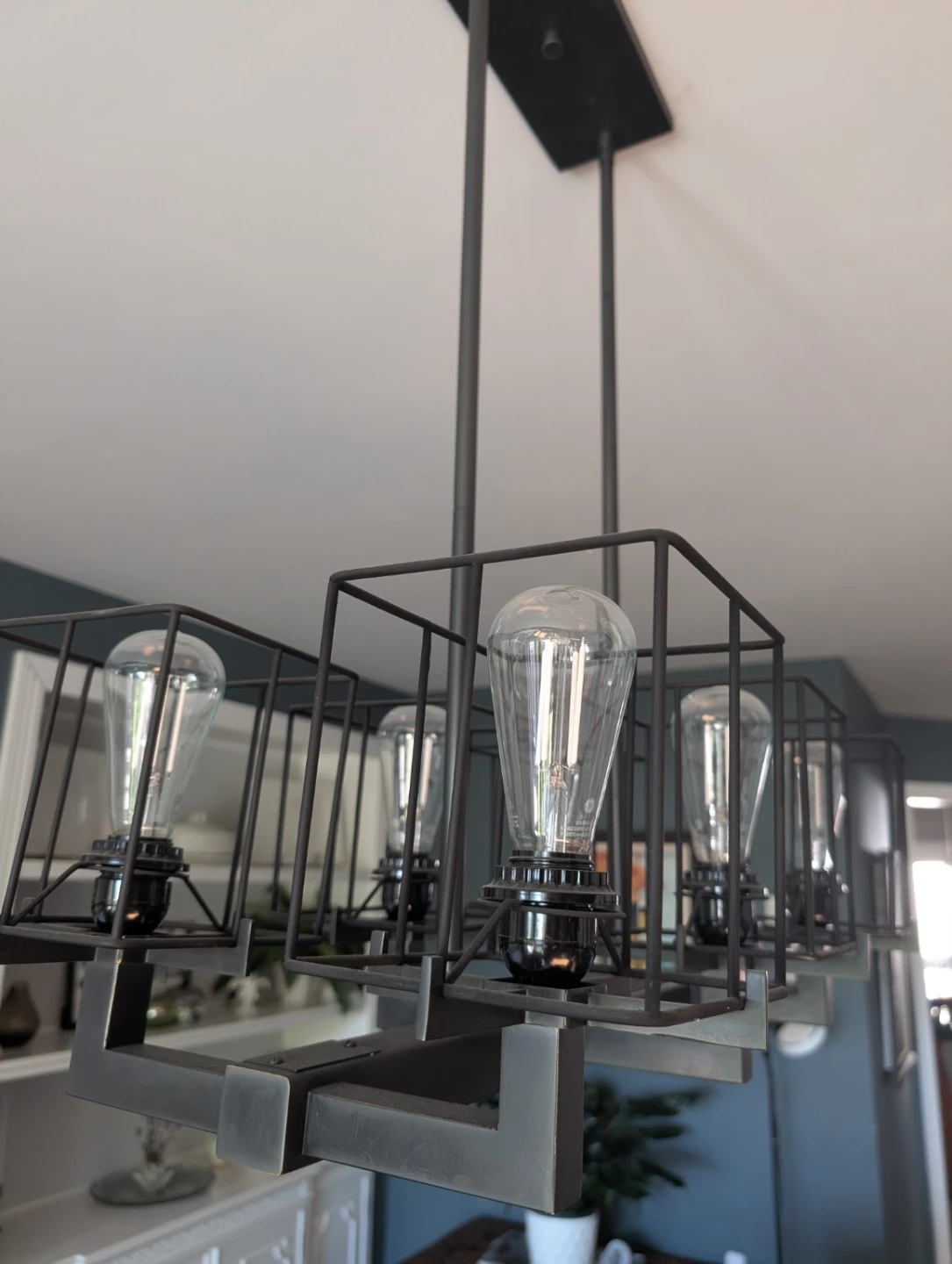 Industrial 5-Light Metal Cage Chandelier