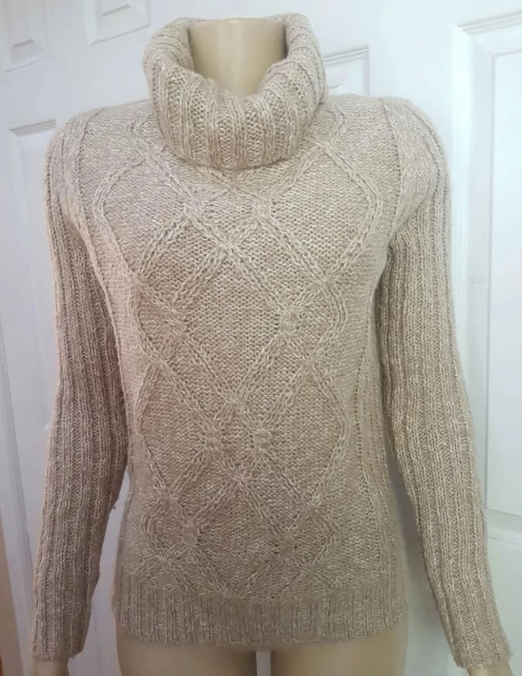 Womens Beige Knit Sweater