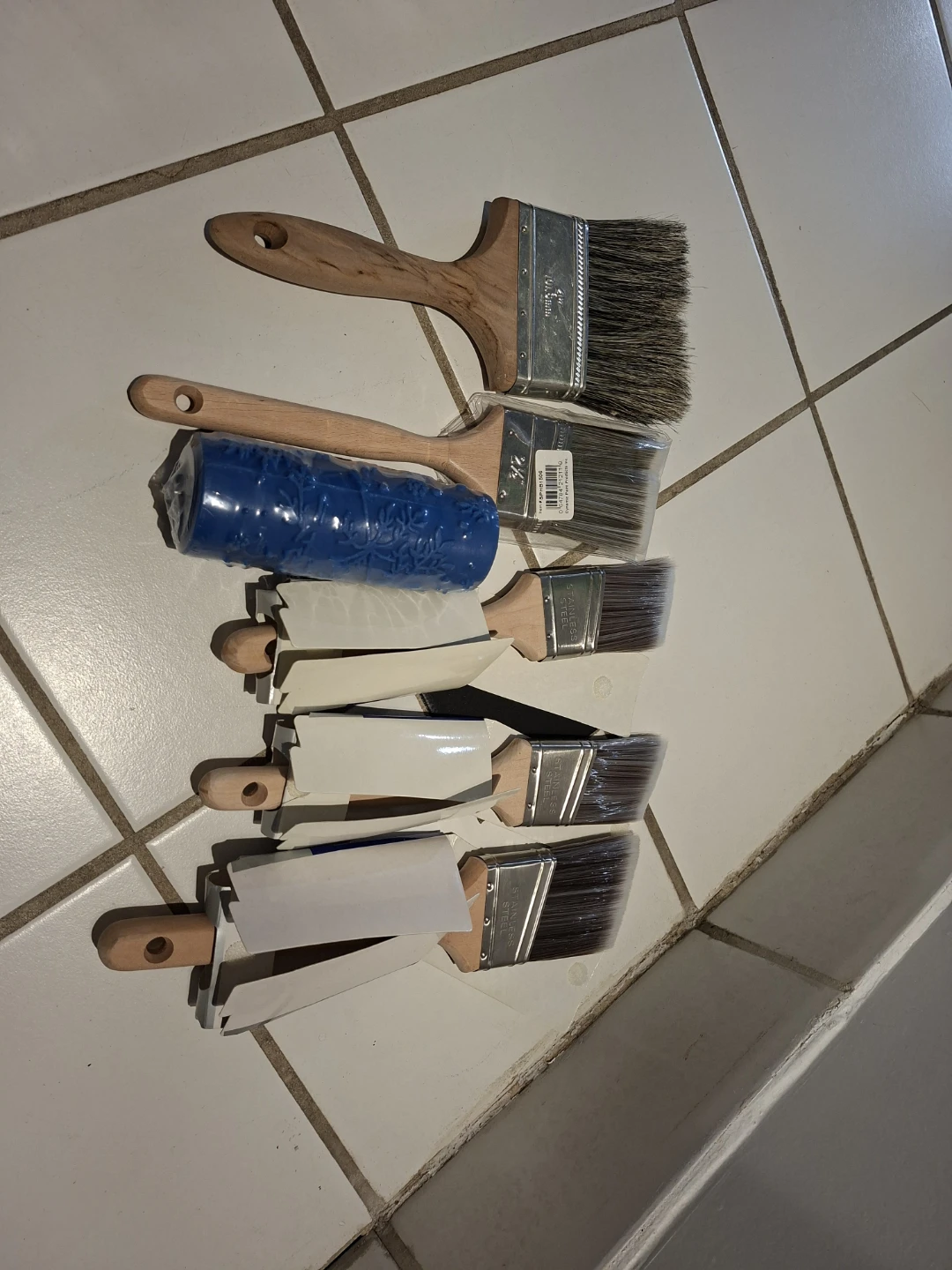 Set of Paint Brushes and Pattern Roller