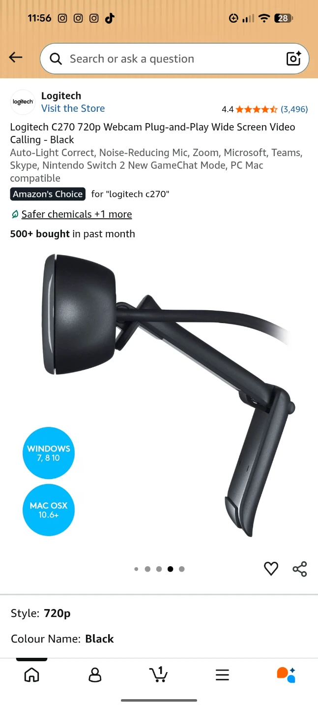 Logitech C270 HD Webcam (720p @ 30fps) - photo 3