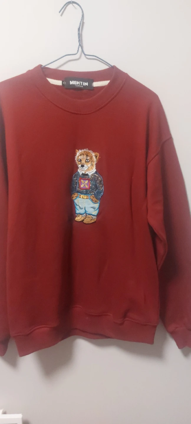 Mehtin Bear Graphic Sweatshirt - Red