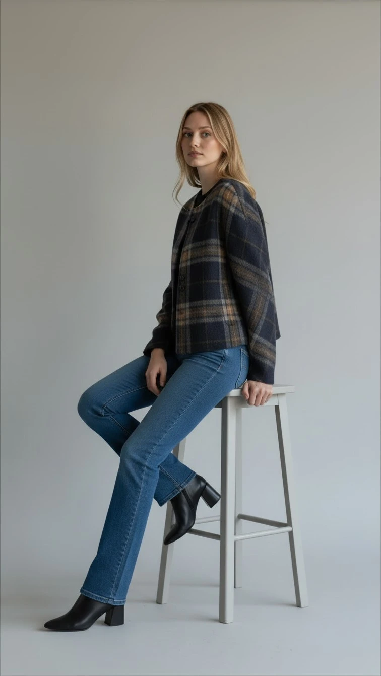 Women's Plaid Wool-Blend Jacket - photo 5