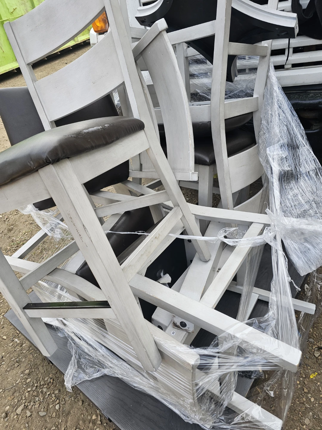 Dinning table set of White Wood Counter Stools - photo 2