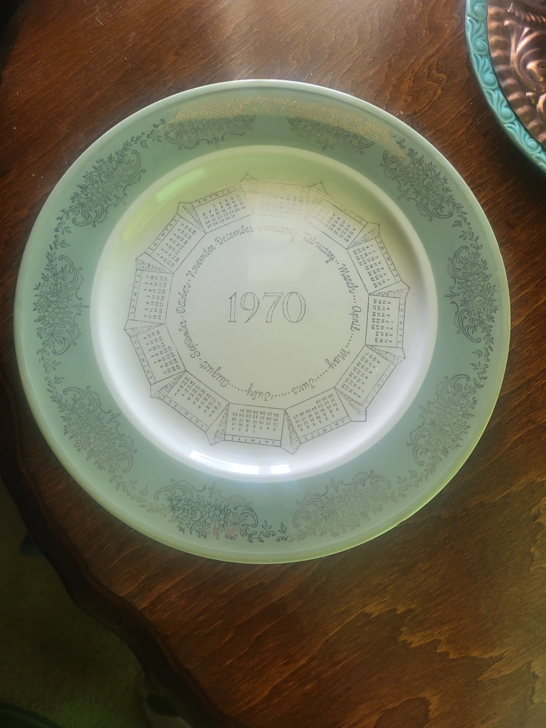 Vintage 1970 Calendar Plate