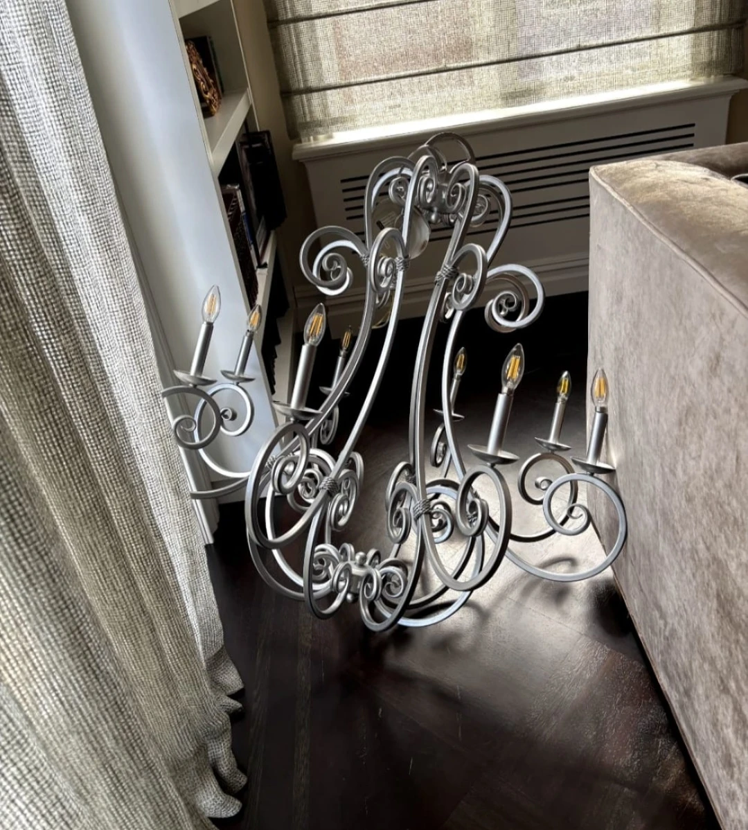 Beautiful xlarge 8 light silver iron chandelier - photo 3