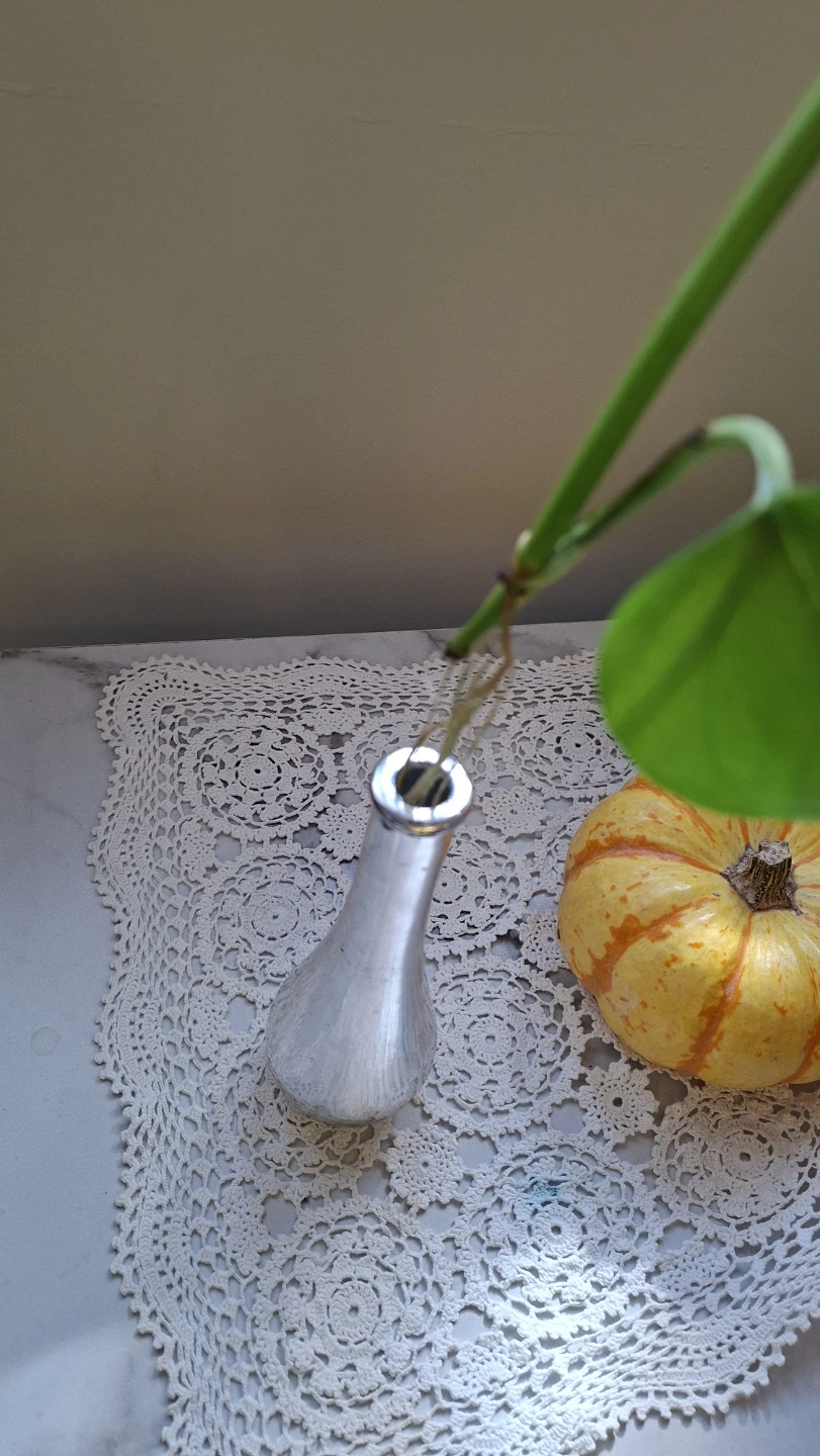 Small Silver Tone Bud Vase With Photo plant - photo 3