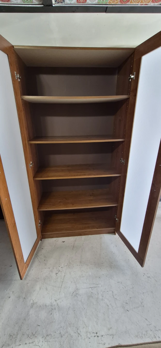 Tall Wooden Storage Cabinet with Glass Doors