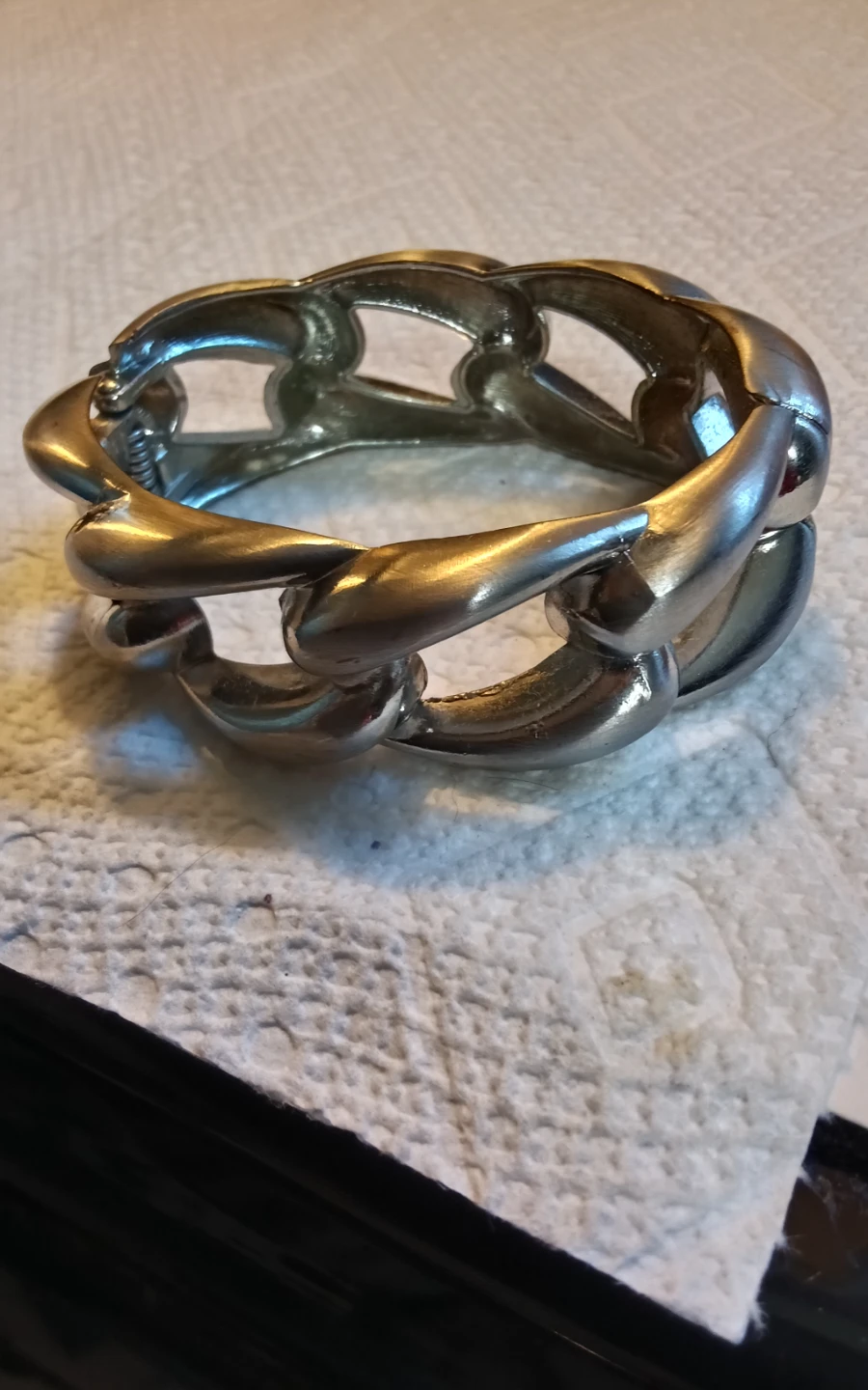 Silver-Tone Chunky Chain Link Hinge Bracelet - photo 3