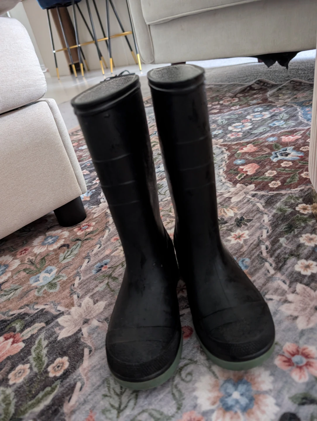 Black Rubber Rain Boots Size 13 - photo 2