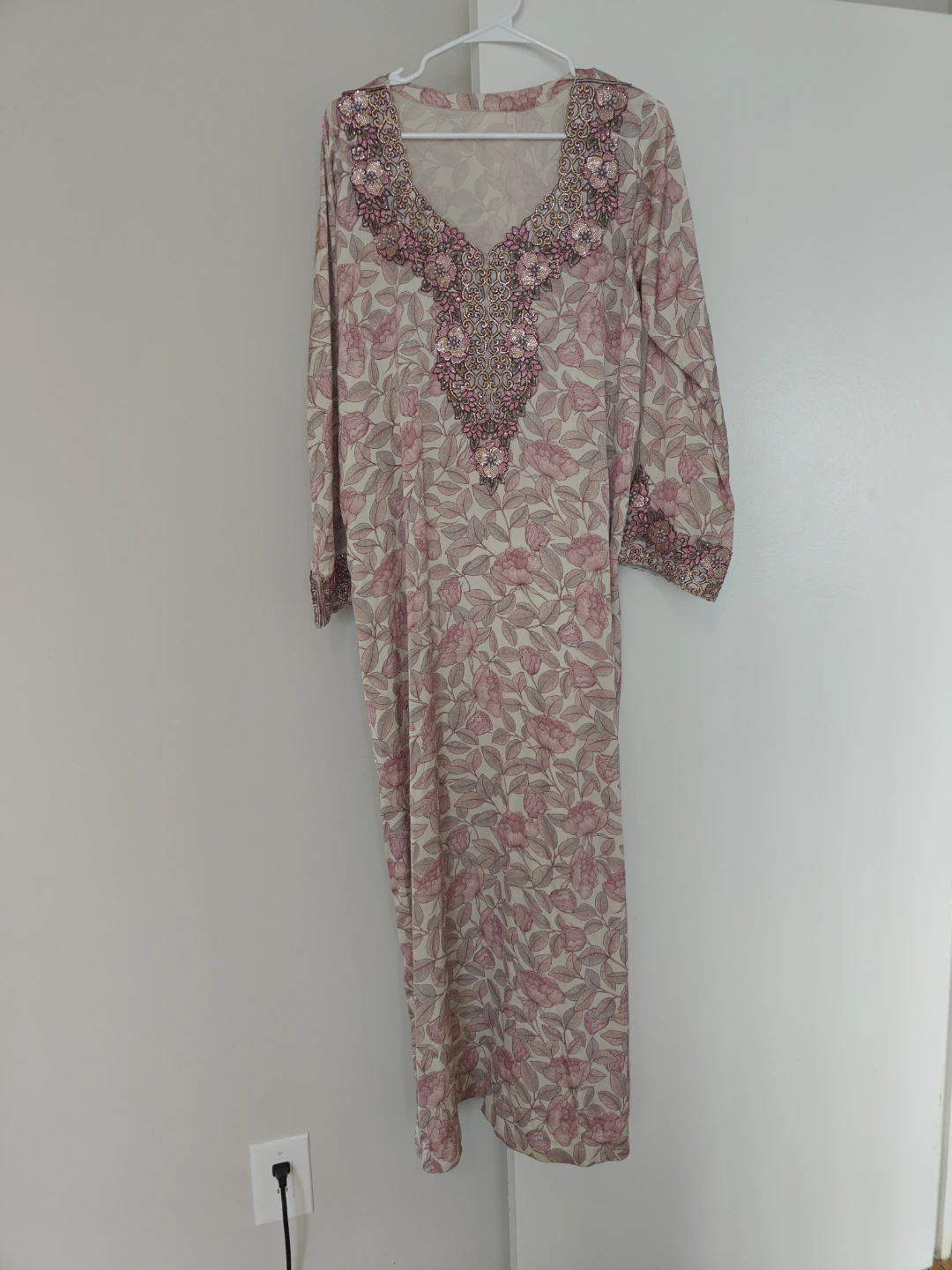 Floral Embroidered Kaftan Dress