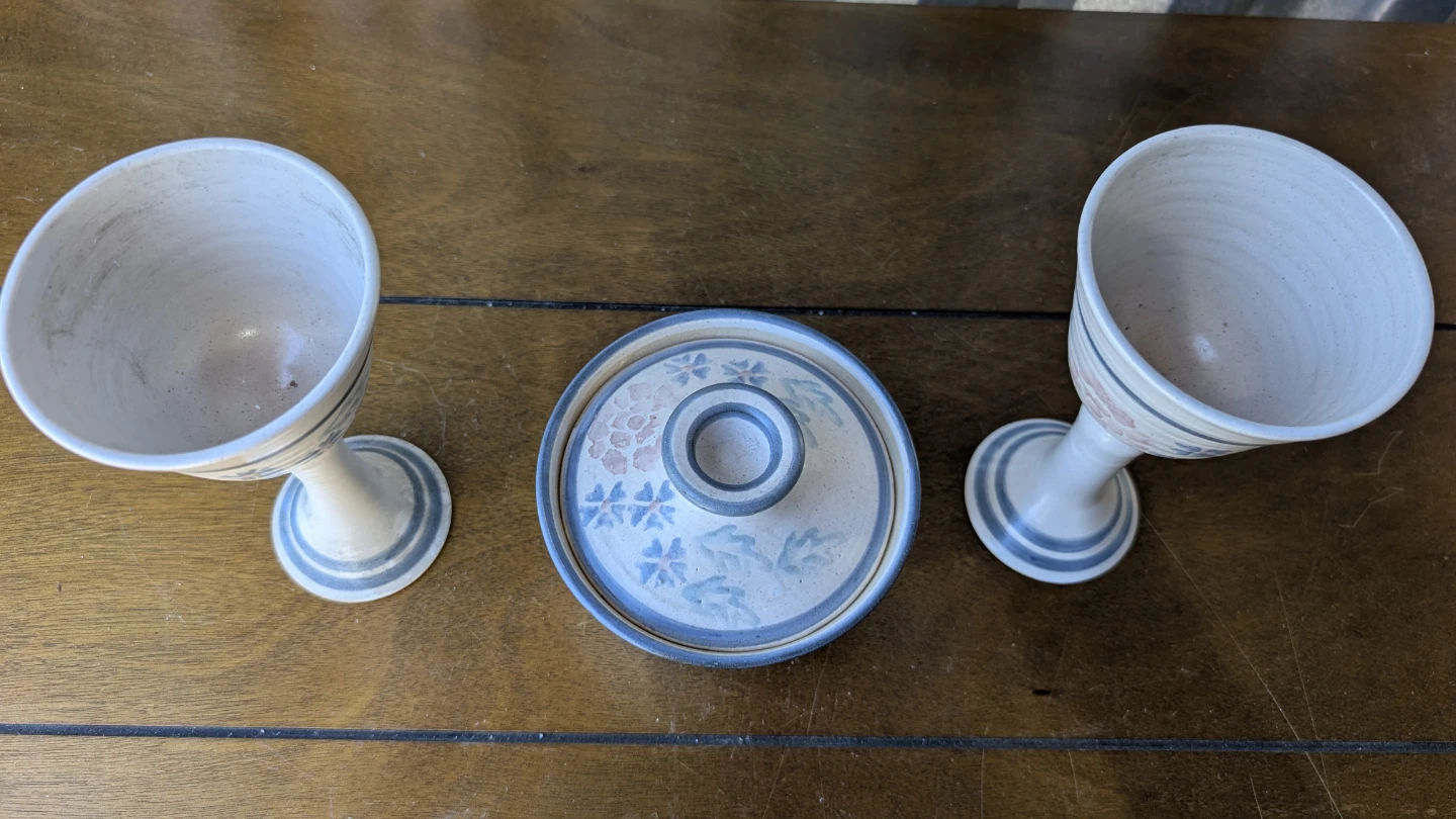 Ceramic Chalices and Covered Bowl Set - photo 2