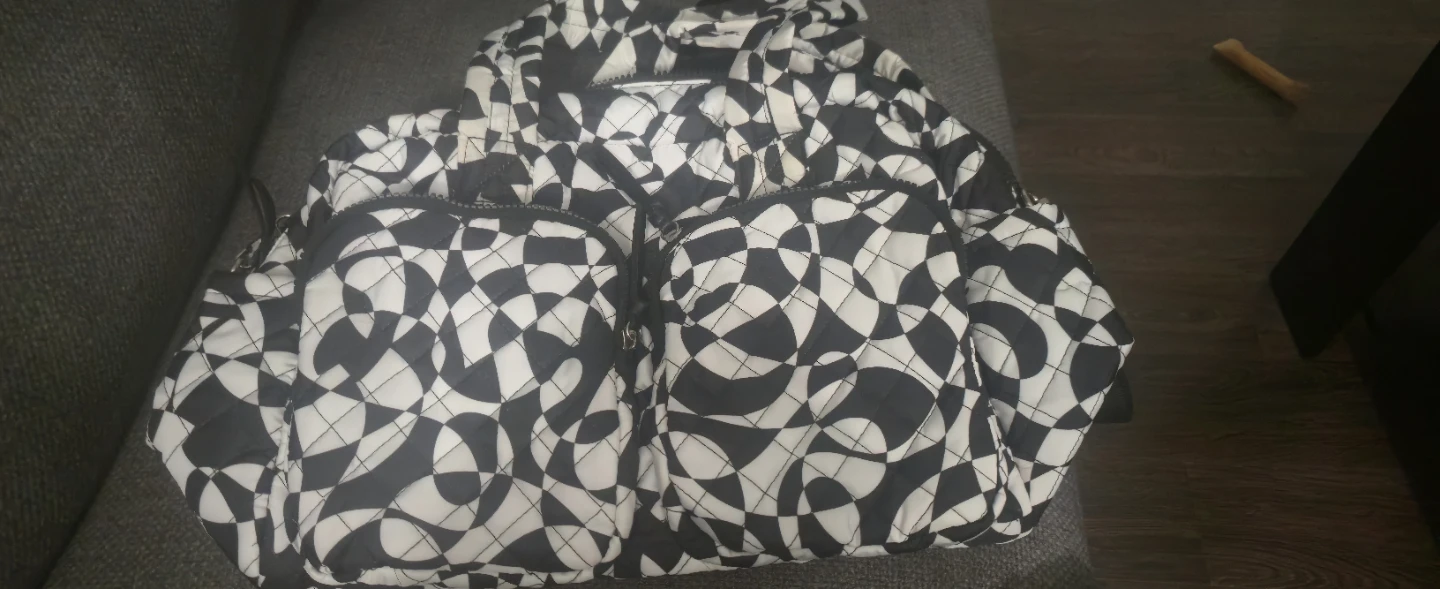 Quilted Geometric Pattern Tote Bag