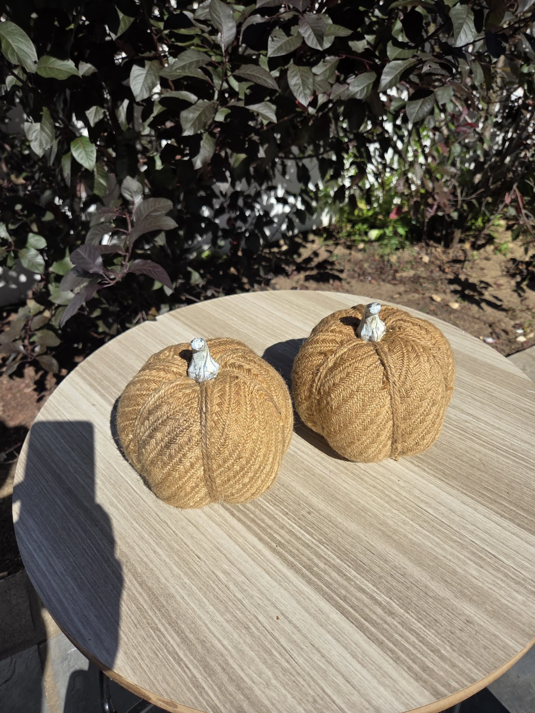 Set of Two Decorative Jute Rope Pumpkins