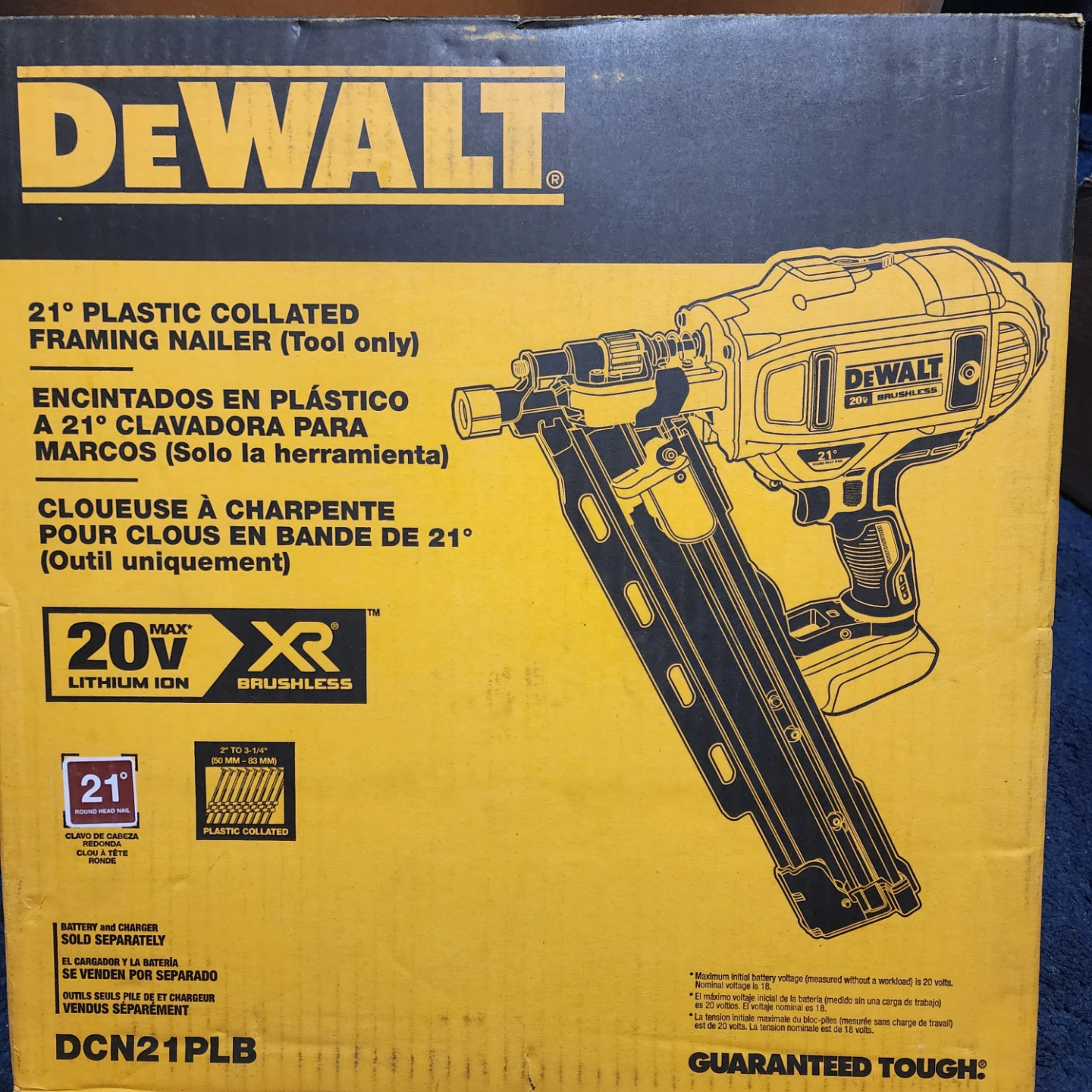 Dewalt  21 degree plastic  collated framing  nailer  (tool only)