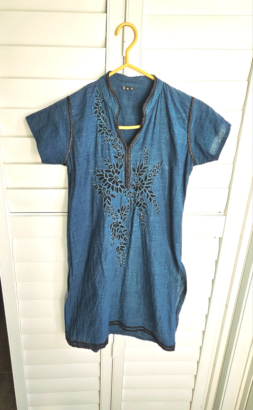 Turquoise Blue Embroidered Tunic Top