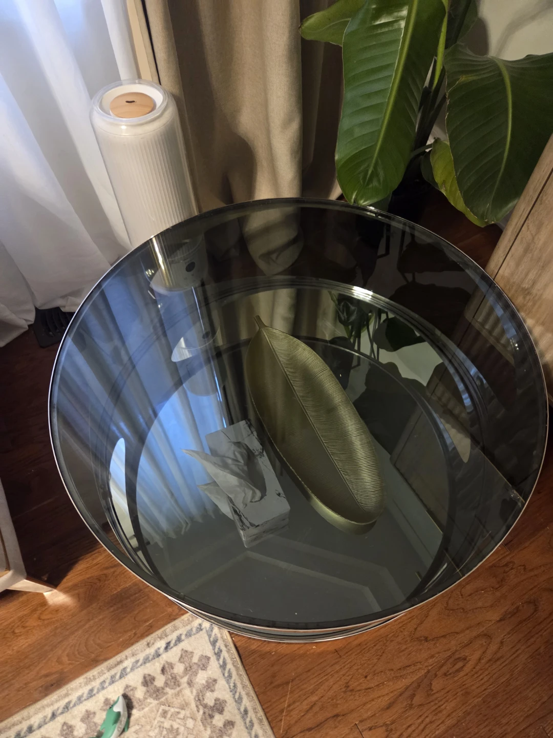 Modern Round Glass and Chrome Coffee Table
