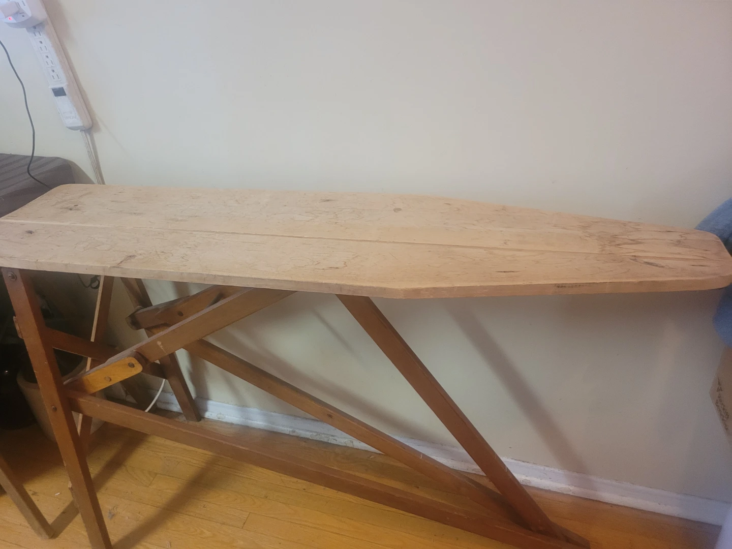 Vintage Wooden Ironing Board plant display buffet table