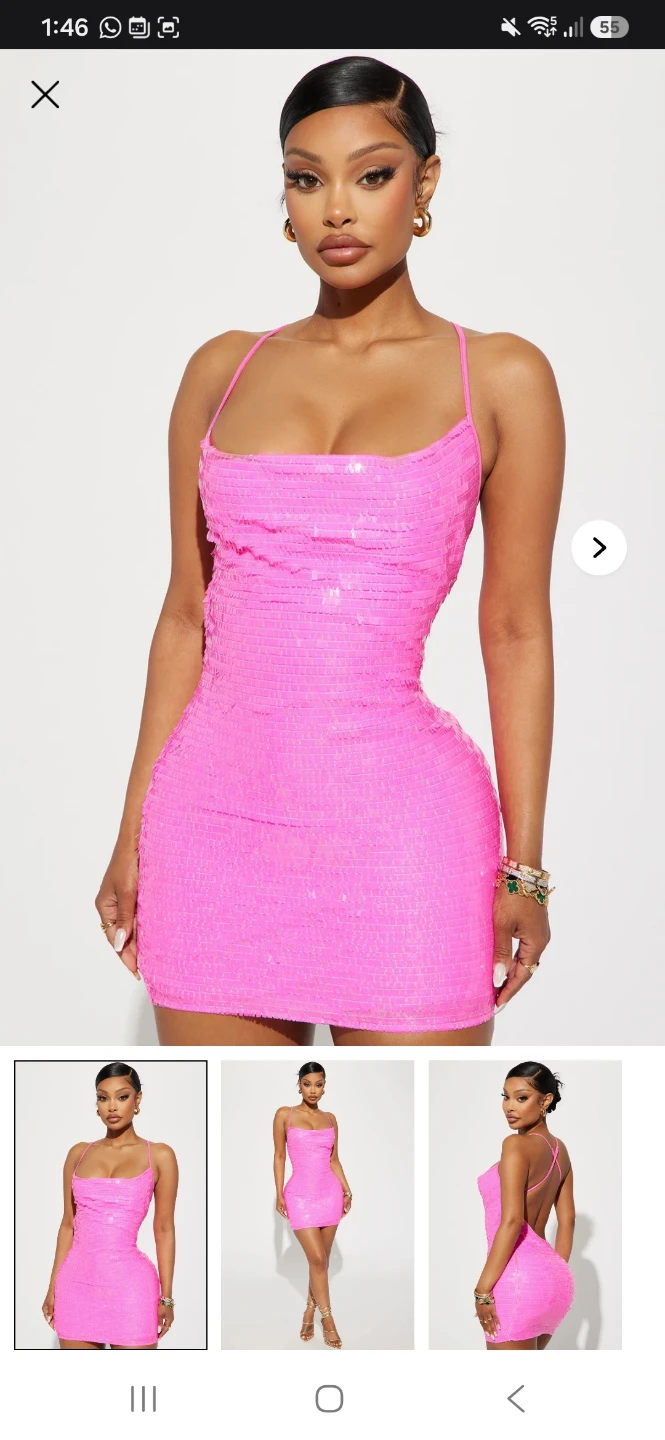 Fashion Nova sequined hot pink mini dress size medium M
