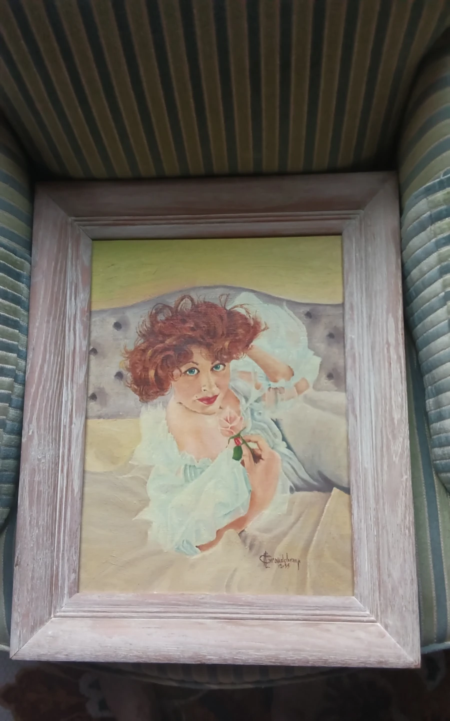 Vintage 1955 Glamour Oil Painting Art – Arlene Dahl