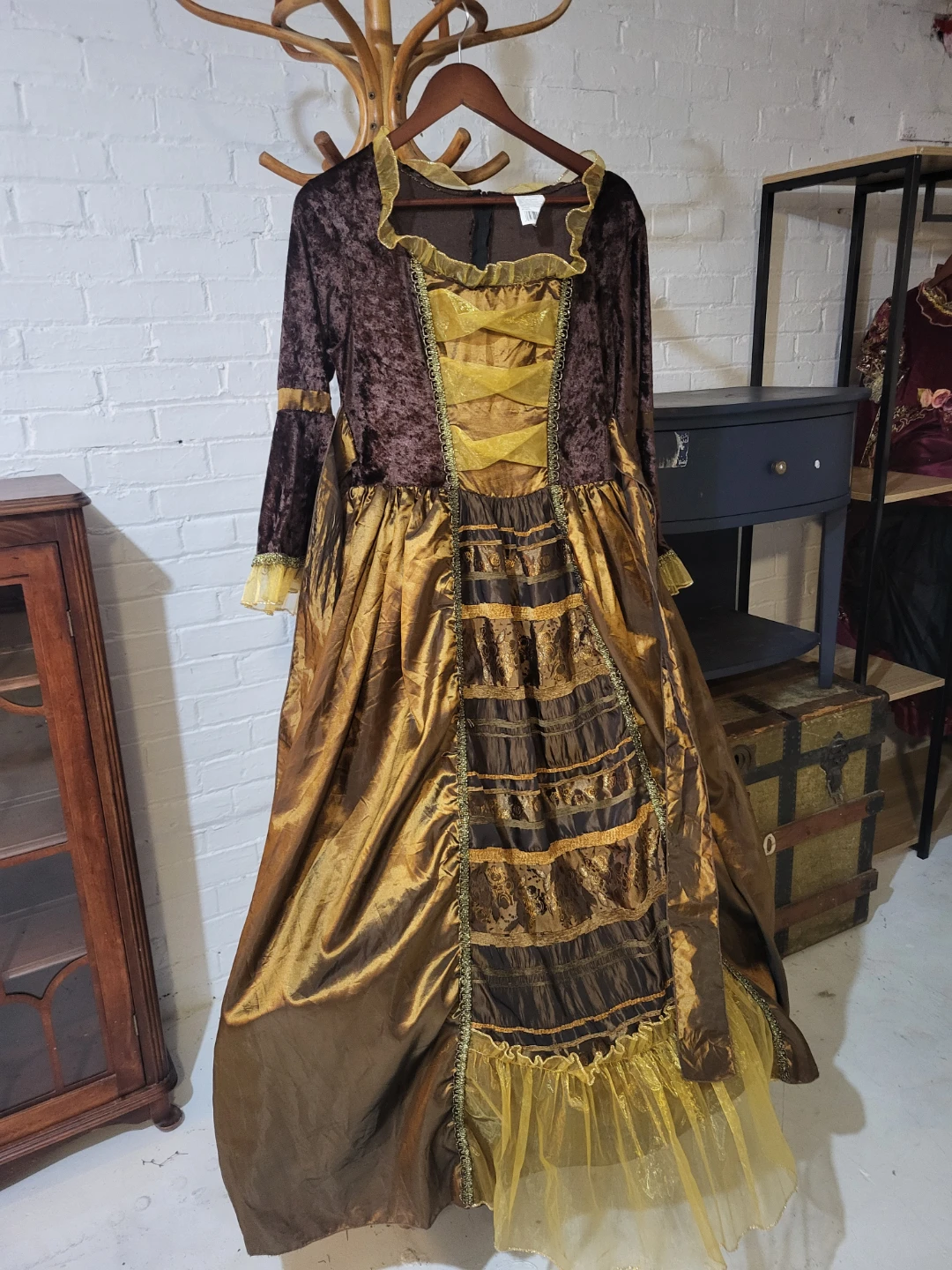Renaissance Style Costume Dress Brown and Gold